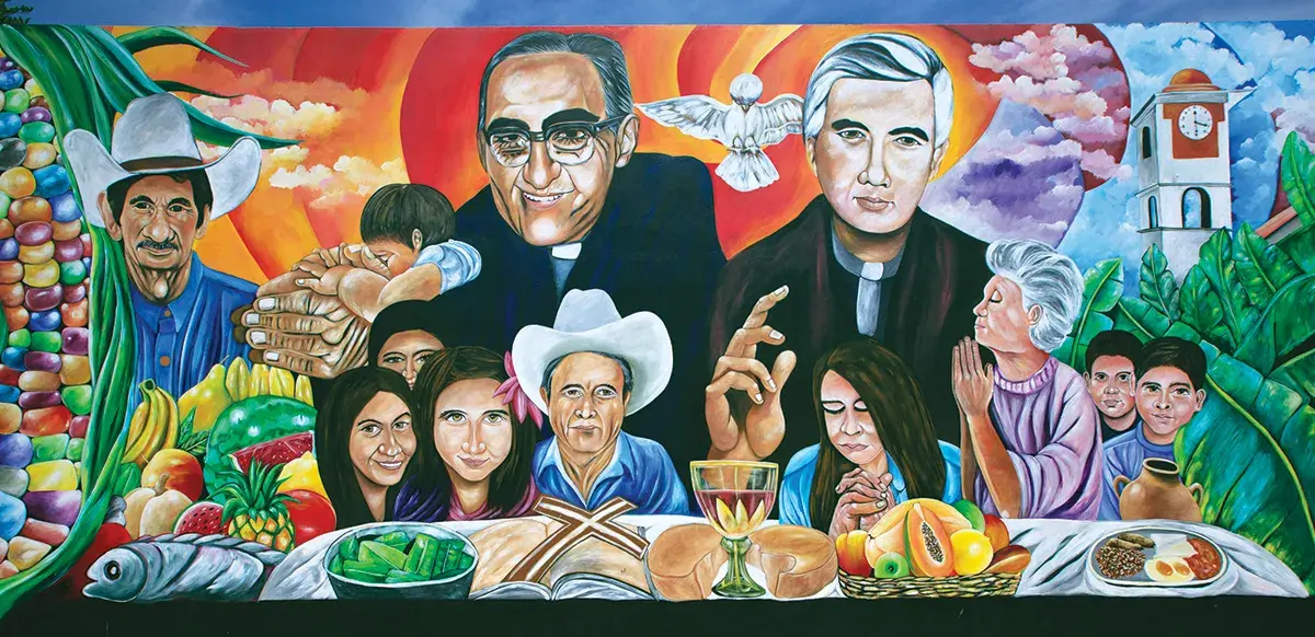 Mural of Oscar Romero and Rutilio Grade in El Paisnal